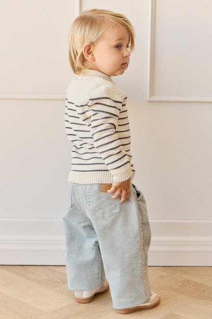 Malcolm Knitted Jumper - Malcolm Stripe Cloud/Atlantic