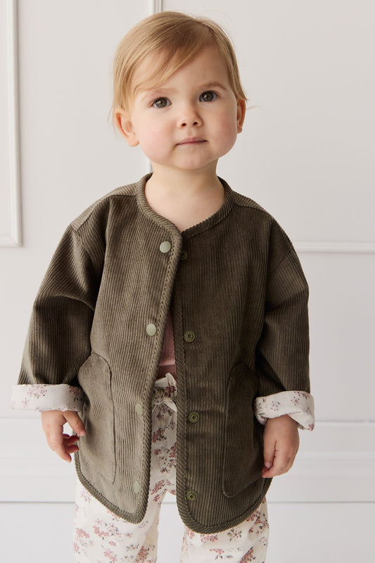 Esther Corduroy Jacket - Khaki/Selena Blush