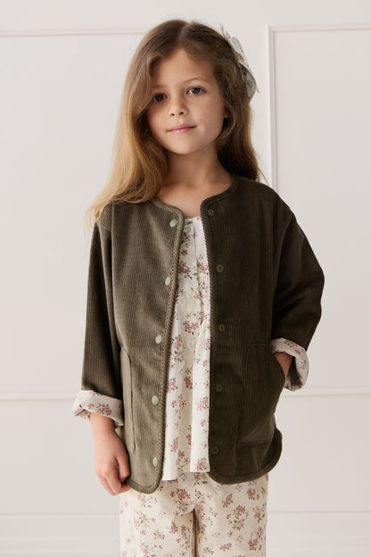 Esther Corduroy Jacket - Khaki/Selena Blush
