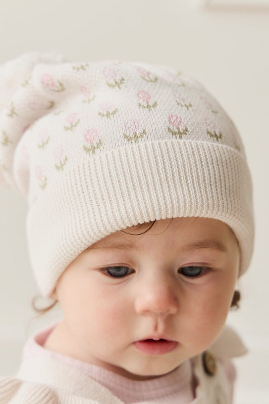 Savannah Beanie - Olivia Jacquard Slightly Pink