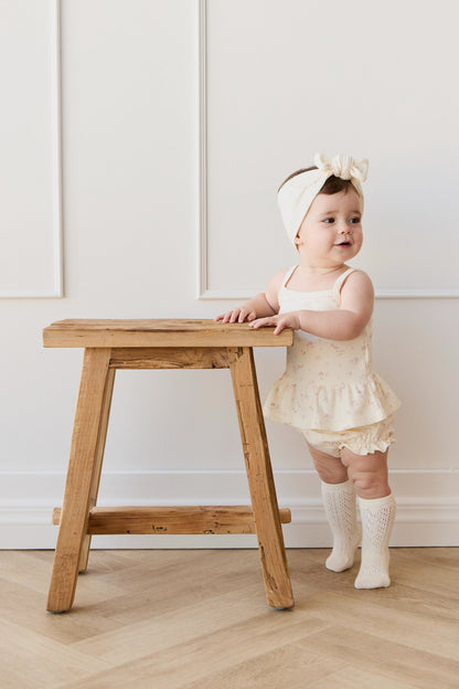 Organic Cotton Fine Rib Frill Bloomer - Caroline Egret