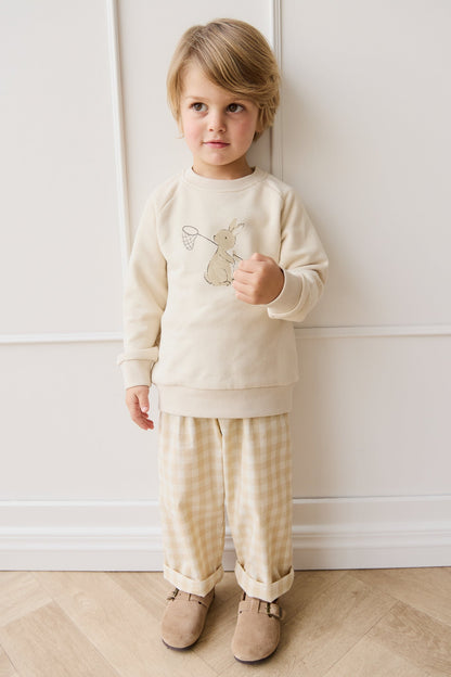 Organic Cotton Kingston Pant - Gingham Pale Khaki