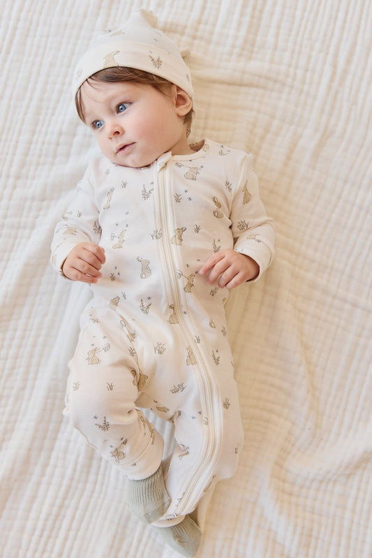 Organic Cotton Reese Zip Onepiece - Lapin Jardin