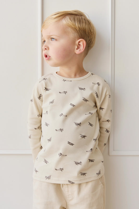 Pima Cotton Arnold Long Sleeve Top - Avion Oat