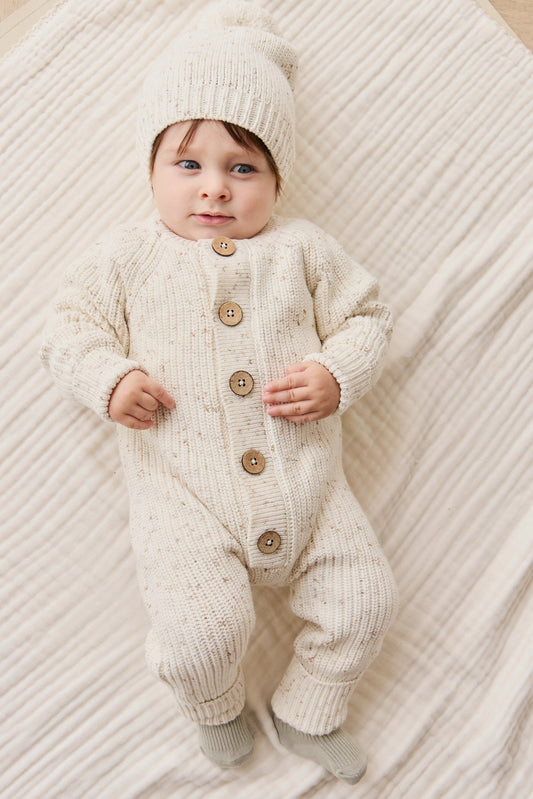 Alfie Knitted Onepiece - Oatmeal Hay Fleck