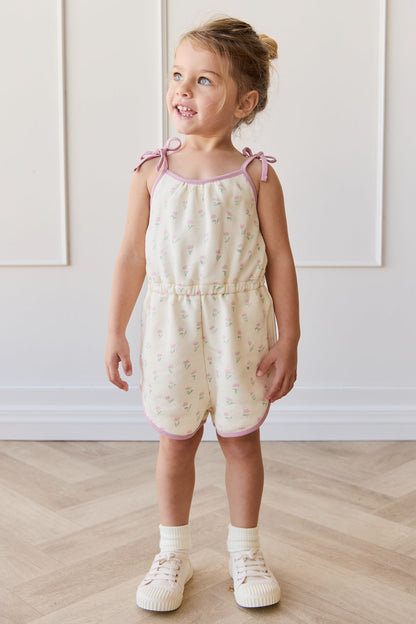 Organic Cotton Lilith Playsuit - Lila Pink