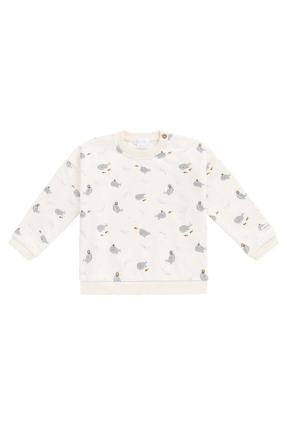 Organic Cotton Damien Sweatshirt - Cloud Whales
