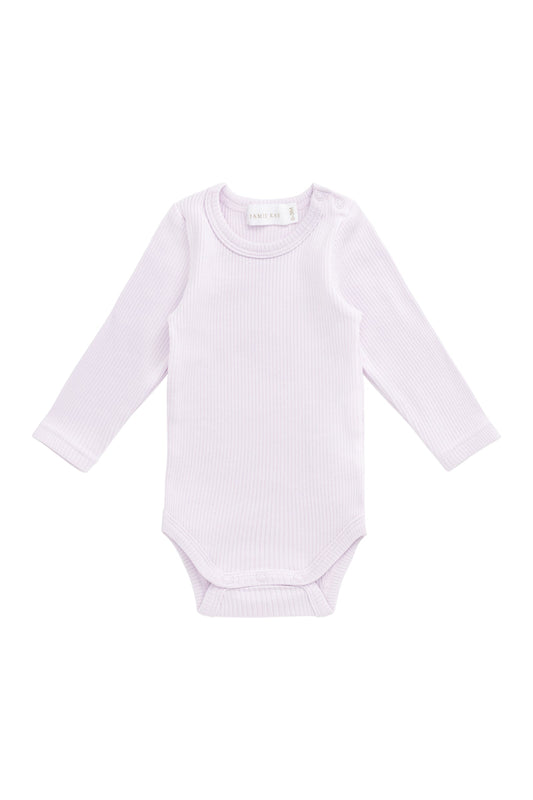 Organic Cotton Fine Rib Long Sleeve Bodysuit - Popsicle