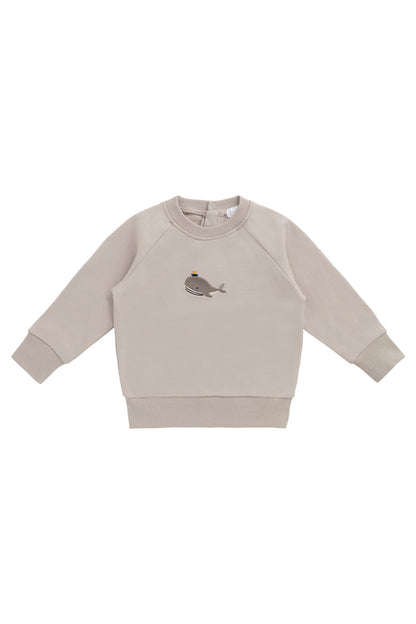 Organic Cotton Jermaine Sweatshirt - Hazy Taupe Whale