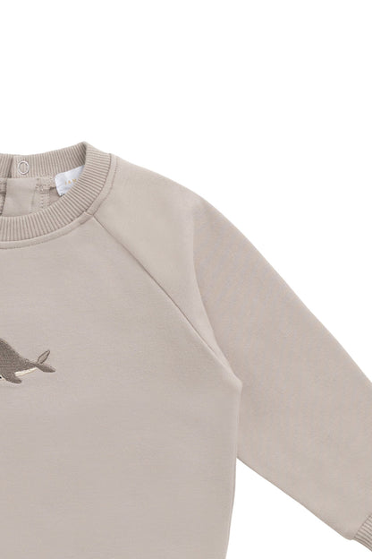 Organic Cotton Jermaine Sweatshirt - Hazy Taupe Whale