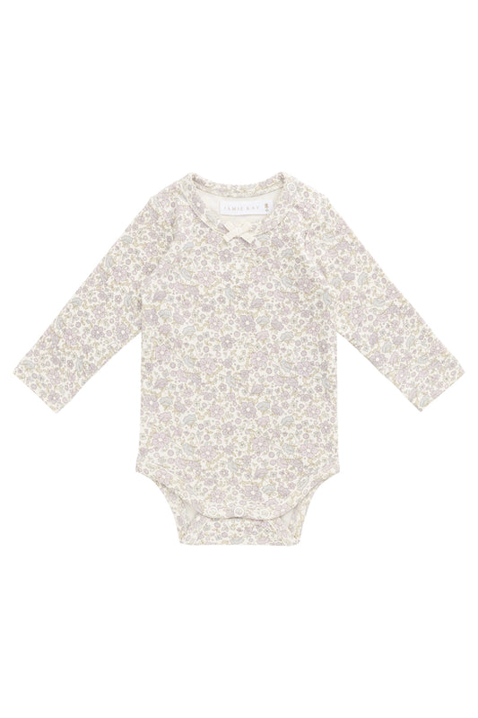 Organic Cotton Long Sleeve Bodysuit - Amelia Pastel