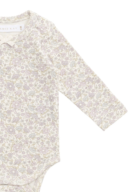Organic Cotton Long Sleeve Bodysuit - Amelia Pastel