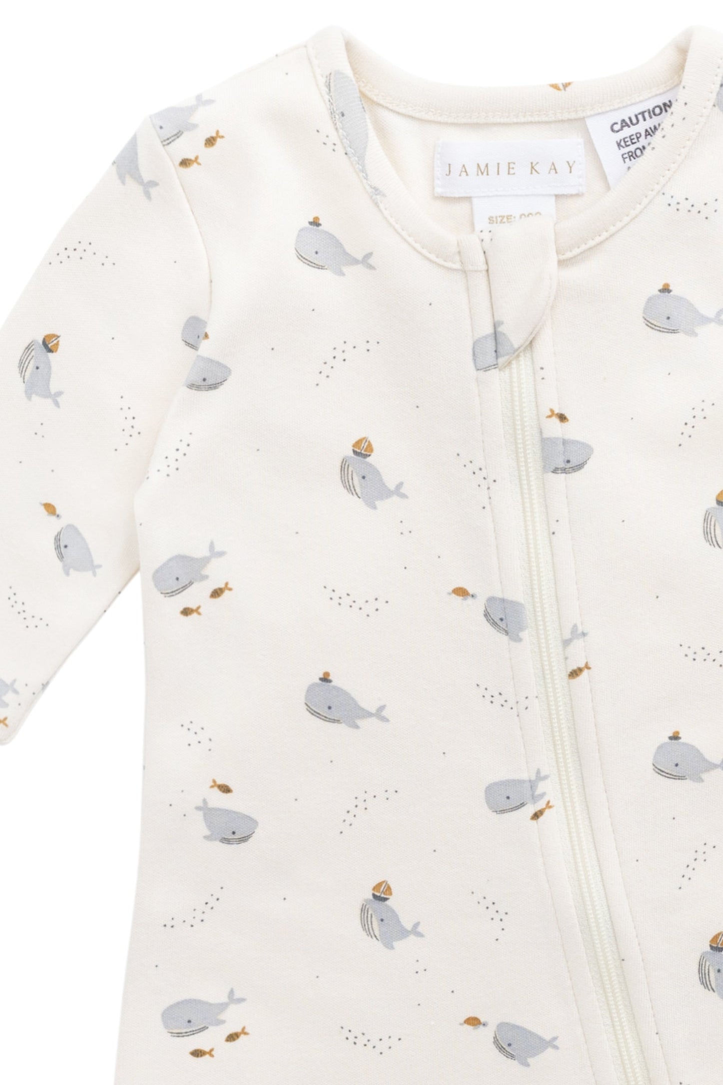 Organic Cotton Reese Zip Onepiece - Whales