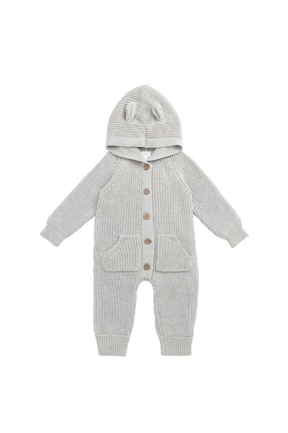 Bear Knit Onepiece - Light Grey Marle
