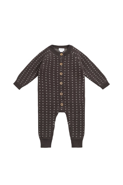 Dorian Onepiece - Knitted Diamonds Coffee
