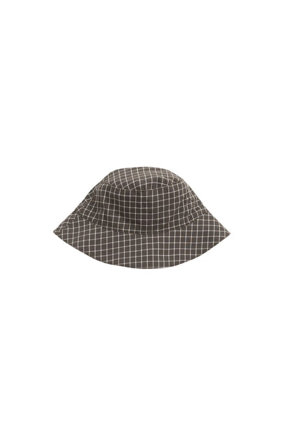 Organic Cotton Bucket Hat - Coffee Grid