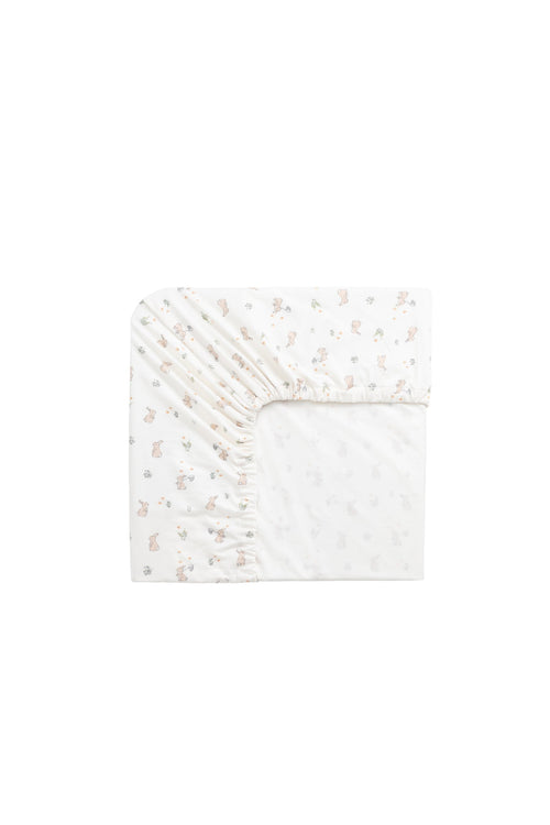 Organic Cotton Cot Sheet - Lapin Jardin Crisp