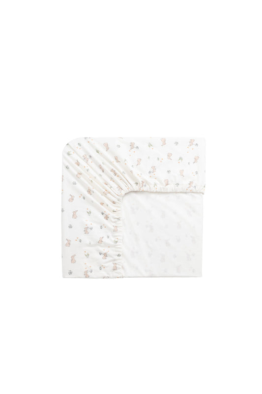 Organic Cotton Cot Sheet - Lapin Jardin Crisp