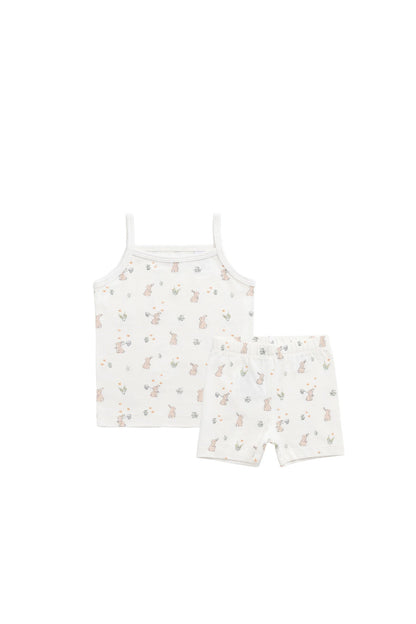 Organic Cotton Jude Singlet Pyjama Set - Lapin Jardin Crisp