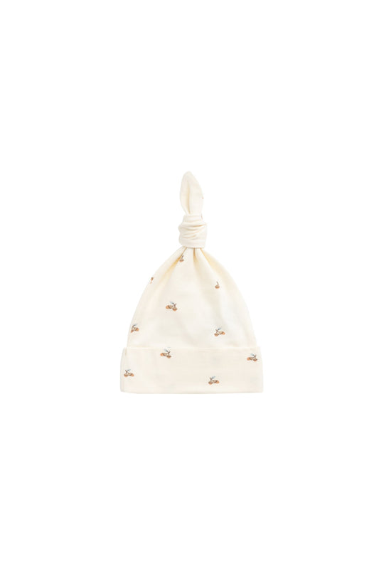 Organic Cotton Knot Beanie - Forest Night Acorns