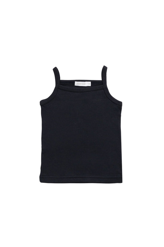 Organic Cotton Modal Marina Singlet - Ebony