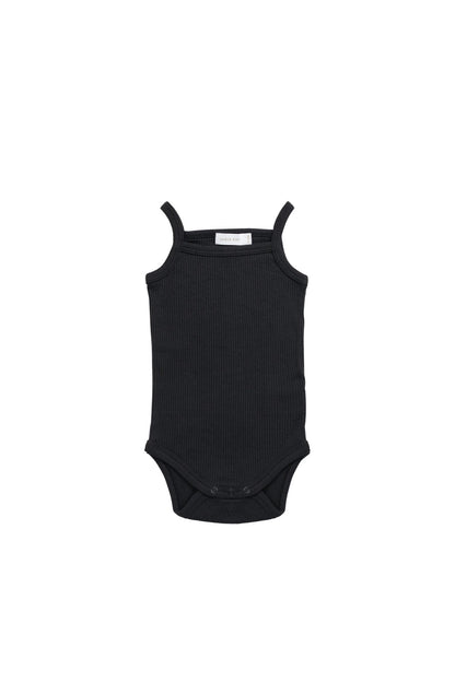 Organic Cotton Modal Singlet Bodysuit - Ebony