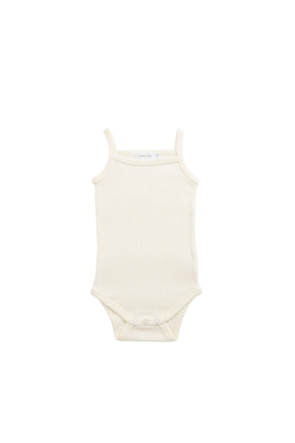 Organic Cotton Modal Singlet Bodysuit - Parchment