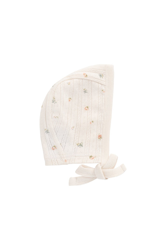 Organic Cotton Pointelle Bonnet - Sweet Magnolia Simple