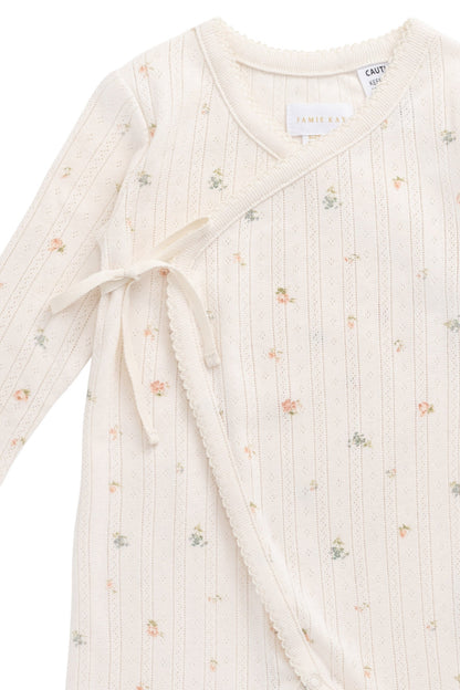Organic Cotton Pointelle Wrap Onepiece - Sweet Magnolia Simple