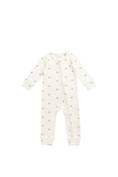 Organic Cotton Reese Zip Onepiece - Forest Night Acorns