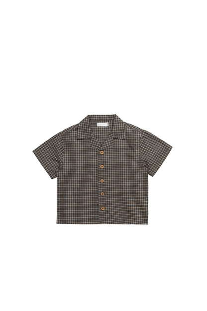 Organic Cotton Silas Shirt - Coffee Grid