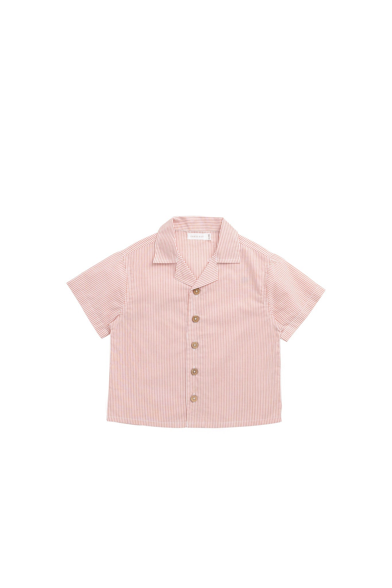 Organic Cotton Silas Shirt - Terracotta Stripe Terracotta/Egret