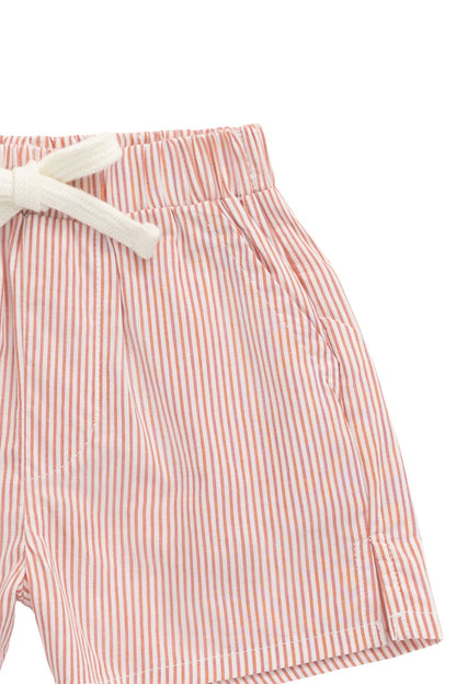 Organic Cotton Silas Short - Terracotta Stripe Terracotta/Egret