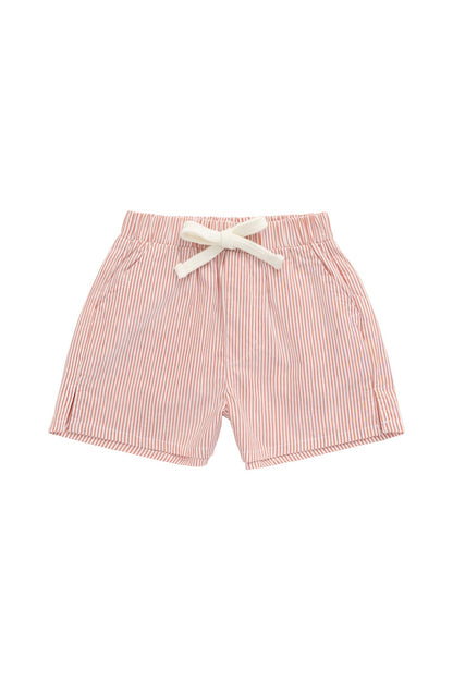 Organic Cotton Silas Short - Terracotta Stripe Terracotta/Egret
