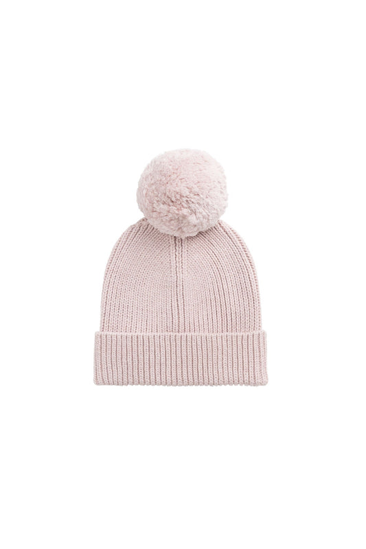 Simple Rib Beanie - Pastel Pink Marle