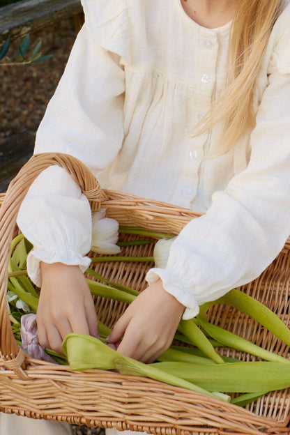 Organic Cotton Muslin Ava Blouse - Parchment