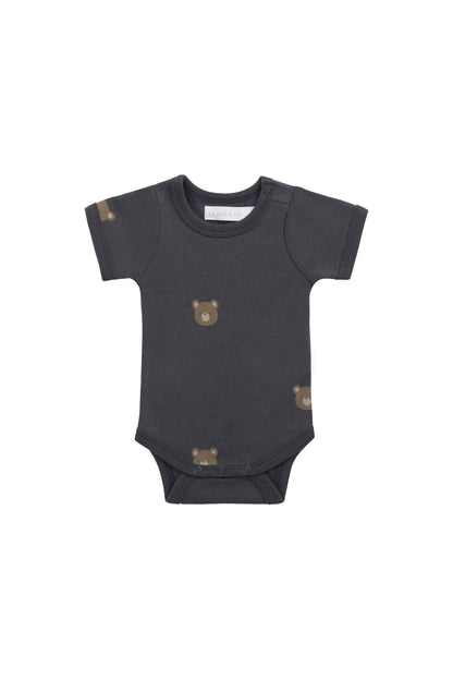 Organic Cotton Hudson Short Sleeve Bodysuit - Bobbie Bears Black Oyster