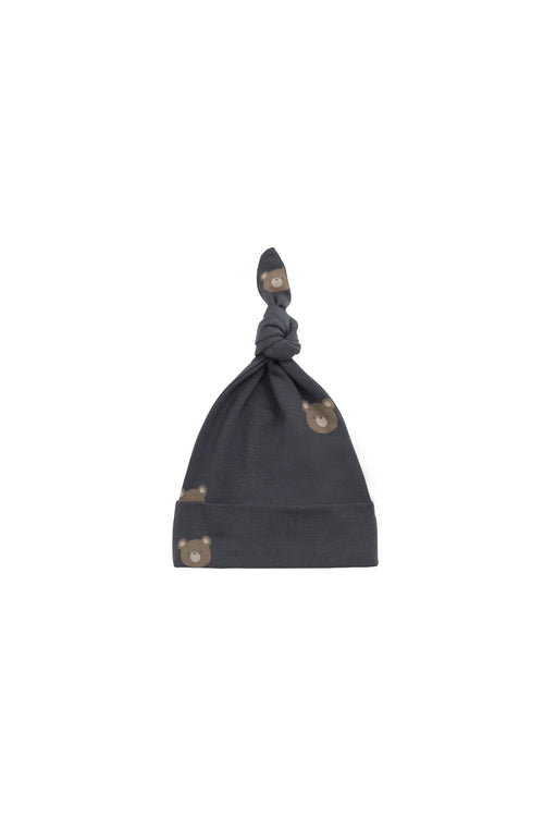 Organic Cotton Knot Beanie - Bobbie Bears Black Oyster
