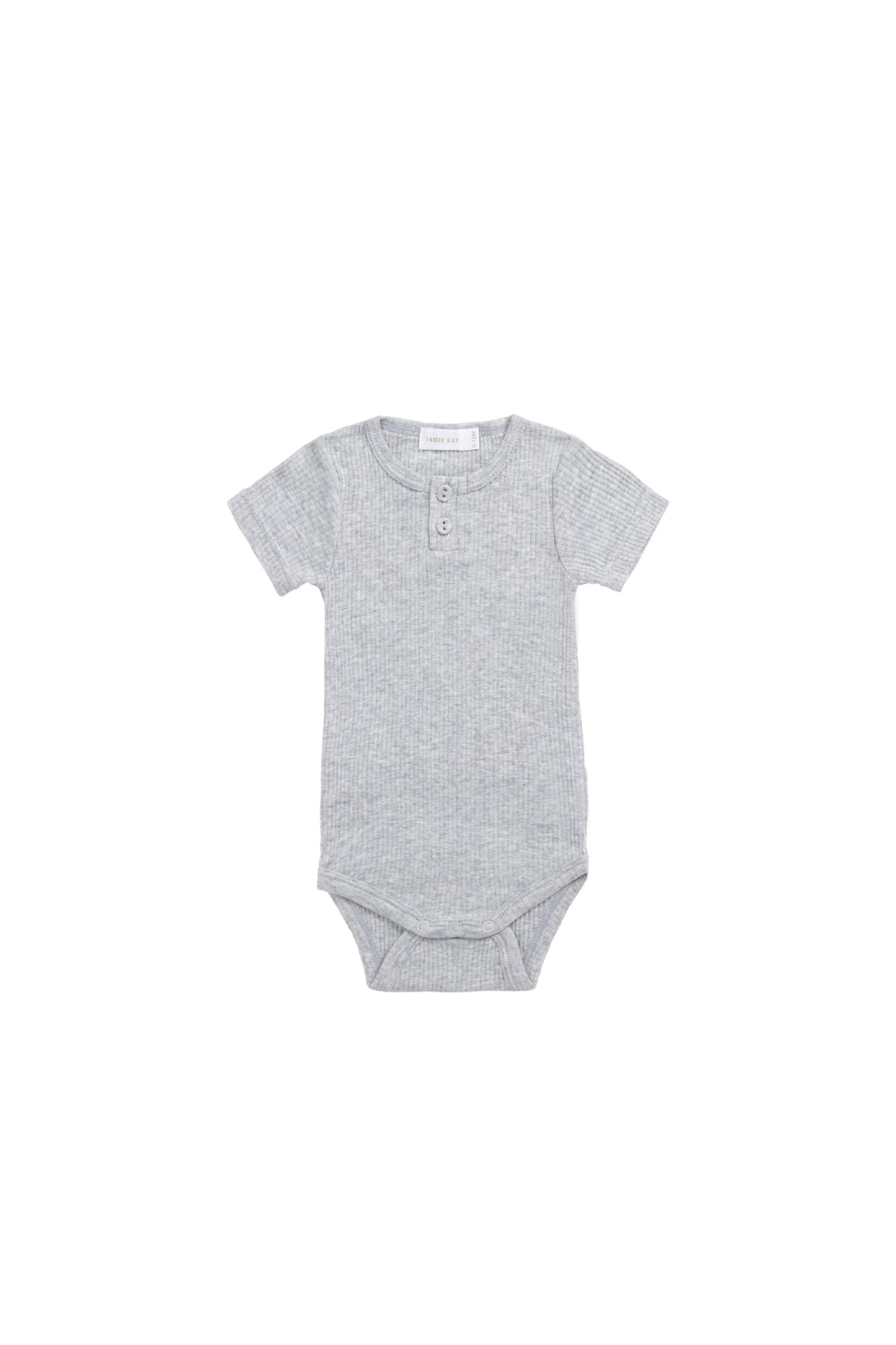Organic Cotton Modal Darcy Rib Tee Bodysuit - Light Grey Marle