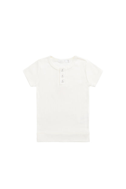 Organic Cotton Modal Henley Tee - Milk