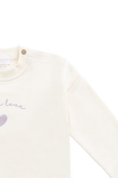 Organic Cotton Bobbie Sweatshirt - Parchment Little Love Violet