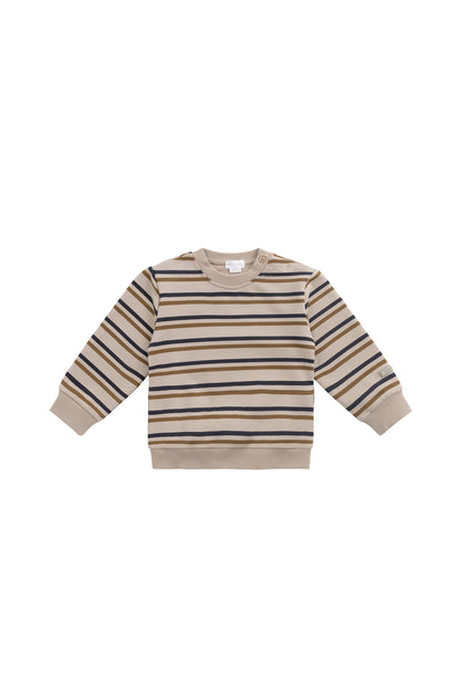 Organic Cotton Jalen Oversized Jumper - Raynor Stripe Pale Khaki