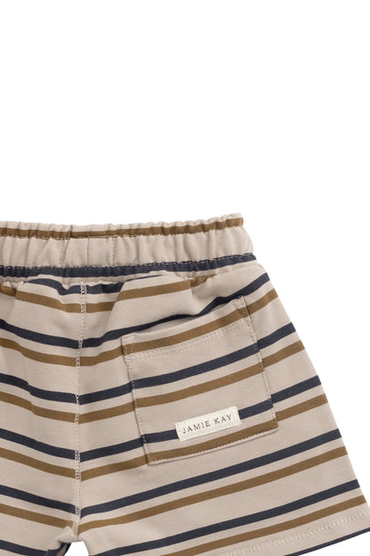 Organic Cotton Jalen Short - Raynor Stripe Pale Khaki