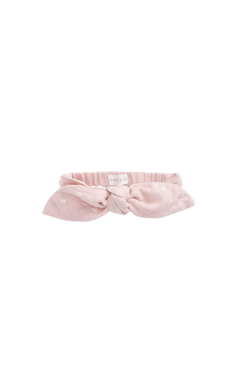 Organic Cotton Muslin Headband - Petite Heart Old Rose