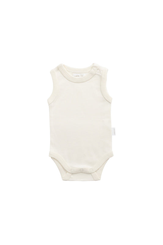 Organic Cotton Marlo Sleeveless Bodysuit - Buttermilk