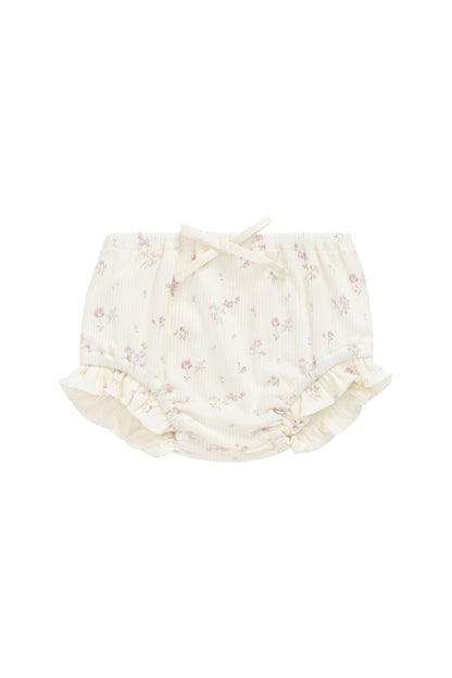 Organic Cotton Fine Rib Frill Bloomer - Caroline Egret