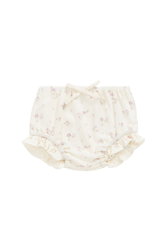 Organic Cotton Fine Rib Frill Bloomer - Caroline Egret