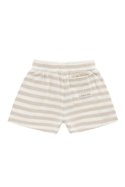 Organic Cotton Waffle Leith Short - Staple Stripe Oat/Cloud
