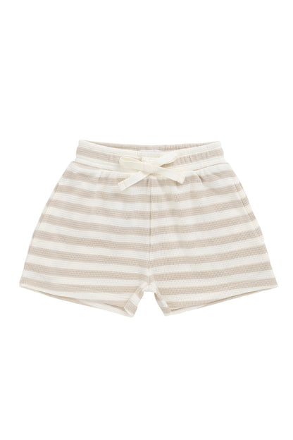 Organic Cotton Waffle Leith Short - Staple Stripe Oat/Cloud