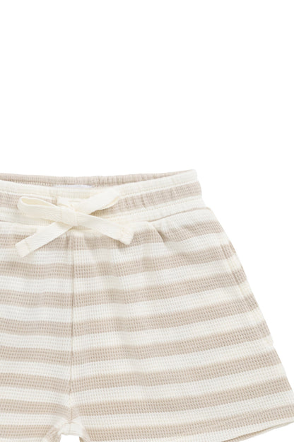 Organic Cotton Waffle Leith Short - Staple Stripe Oat/Cloud